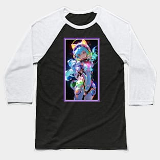 Anime Cute Cat Girl | Sci-Fi Manga Girl Anime Art Baseball T-Shirt